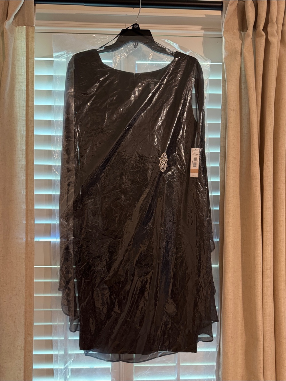 Black Long Sleeve Sheer Overlay Dress